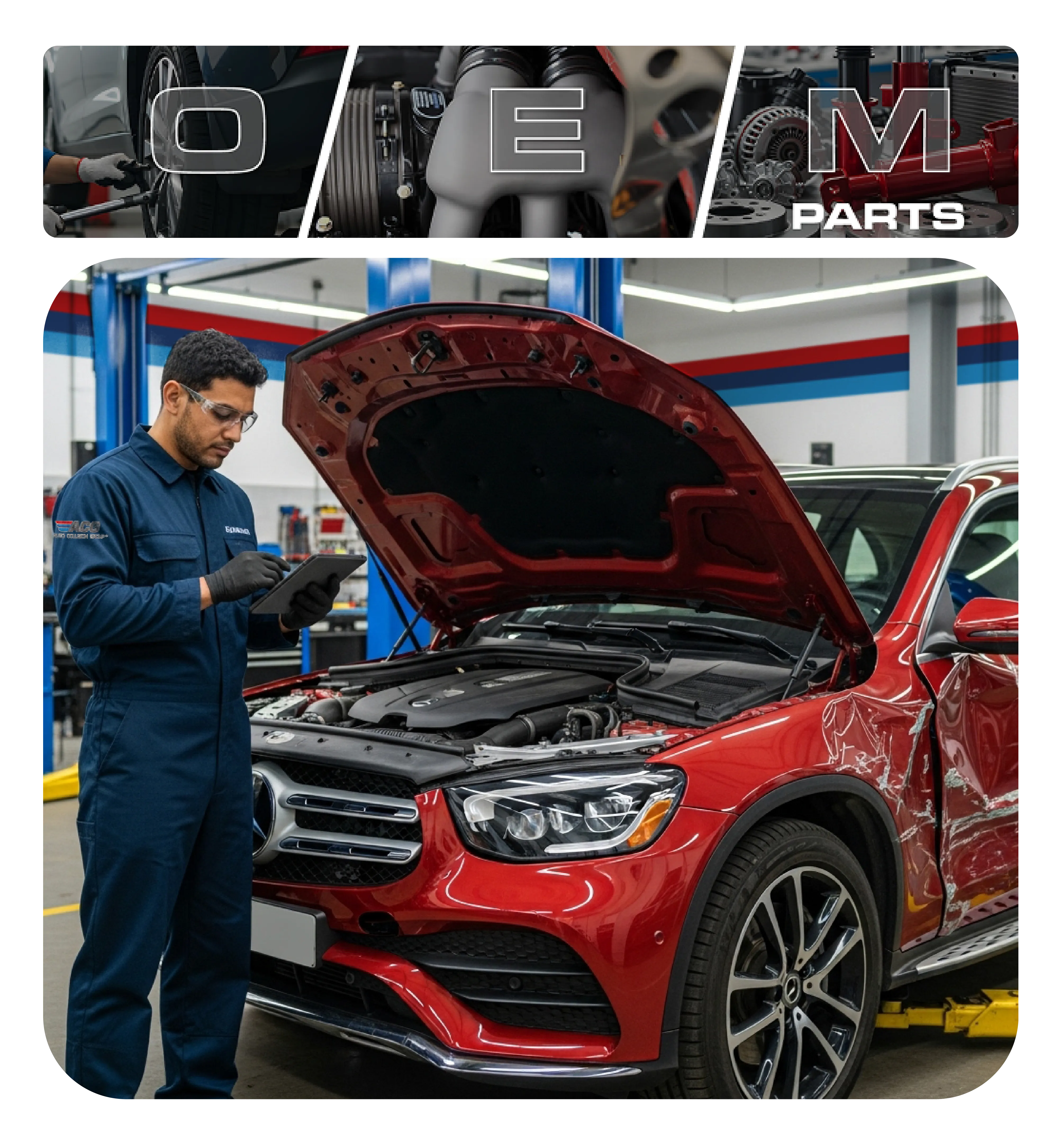 Auto Collision Group technician working on a vehicle